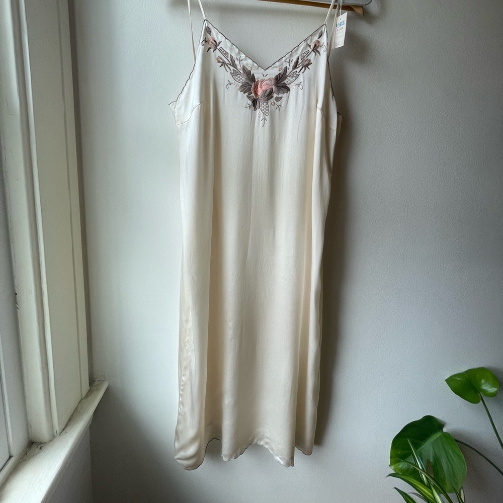 Vintage Deadstock Cream 100% Silk Slip Dress